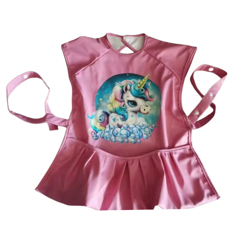 Girls Unicorn Bib Shirt – Built-In Food Catcher