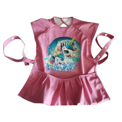 Girls Unicorn Bib Shirt – Built-In Food Catcher